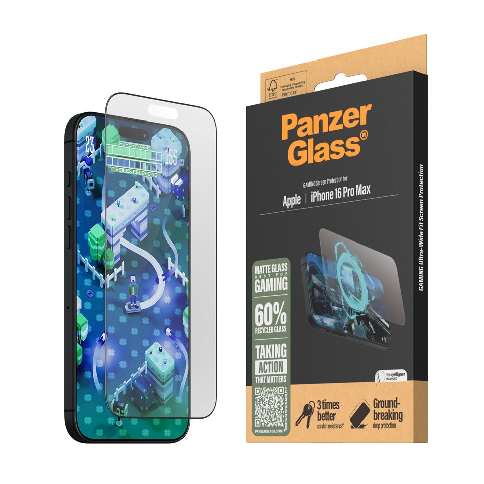 PanzerGlass - Gaming Skærmbeskyttelse - iPhone 16 Pro Max - Ultra Wide Fit