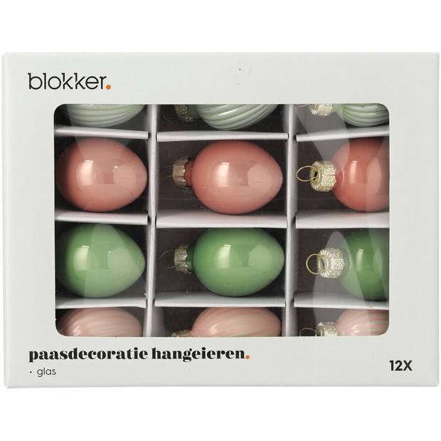 Blokker paasdecoratie hangeieren ribbel s/12