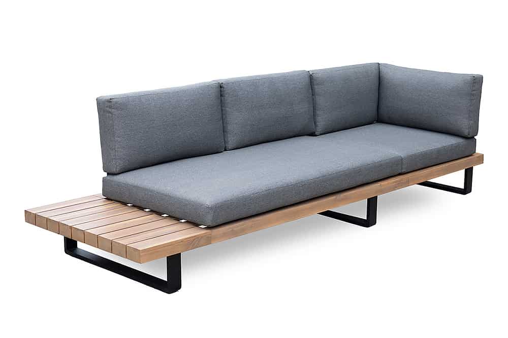 Wetterfestes Gartenlounge Set ST. BARTH 255cm grau natur Akazie Sitzecke inkl. Tisch und Kissen