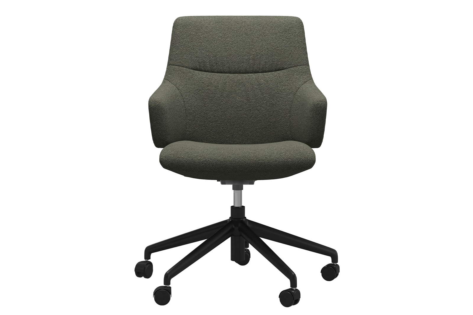 Mint kontorstol Lav stol i tekstil Orchid Green med arm og matt sort understell\n