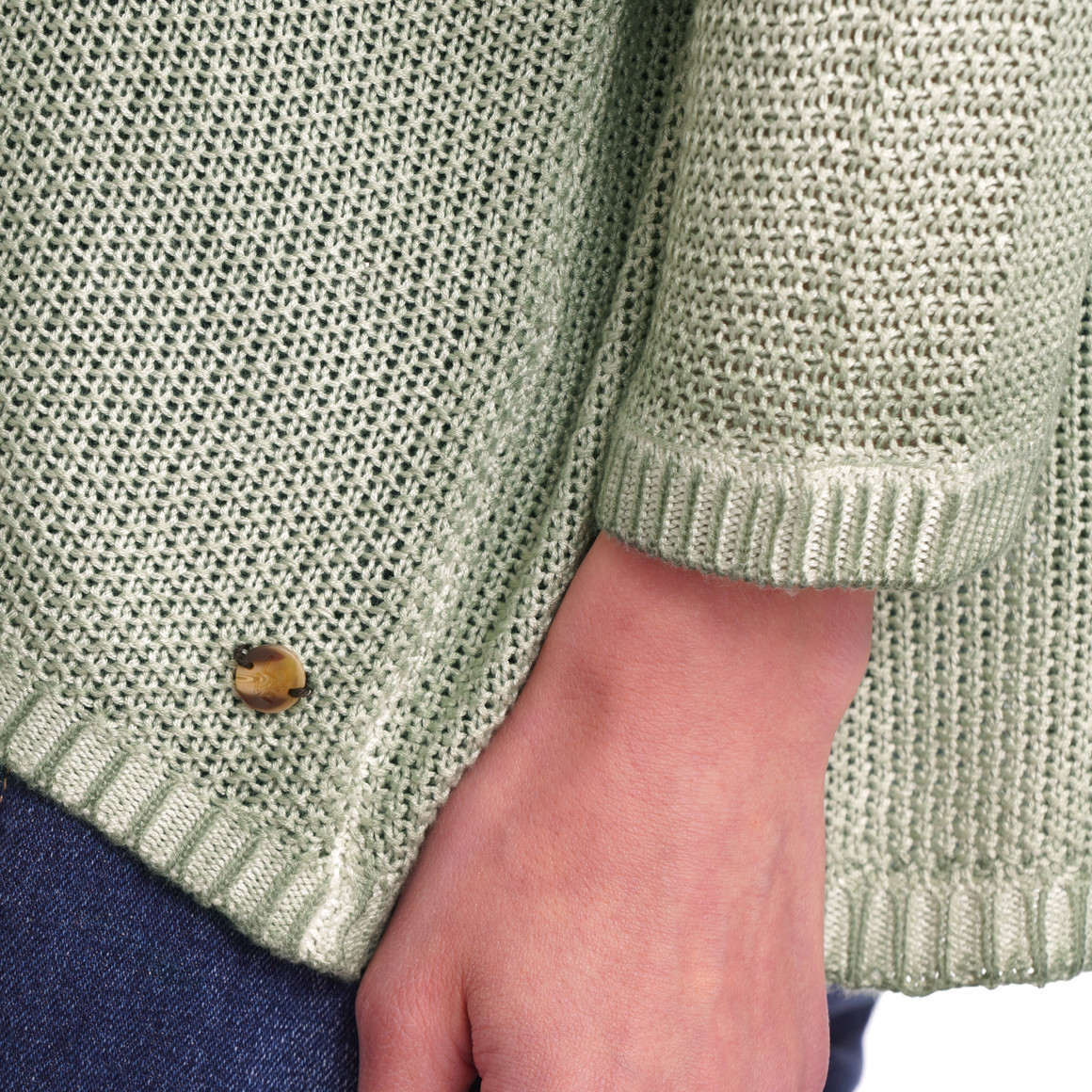 Gina Benotti Damen Strickjacke mit Perlstrick salbei