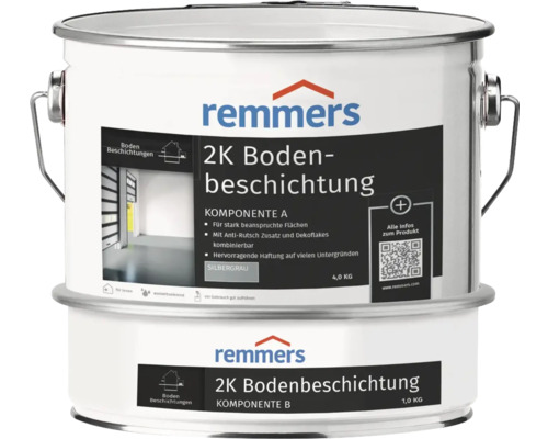Remmers 2K vloercoating, zijdeglans, zilvergrijs, 5 kg
