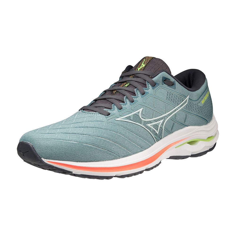 Mizuno WAVE INSPIRE 18 - Chaussures running Homme smokeb/white/neonflame
