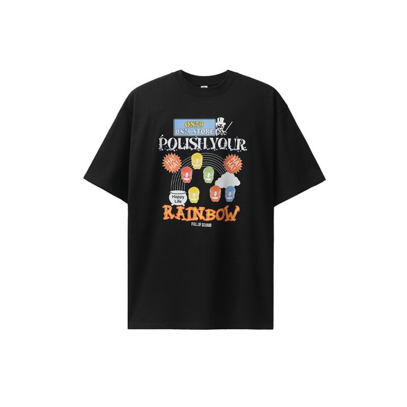 Larvyre - T-shirt met korte mouwen, ronde hals en belettering