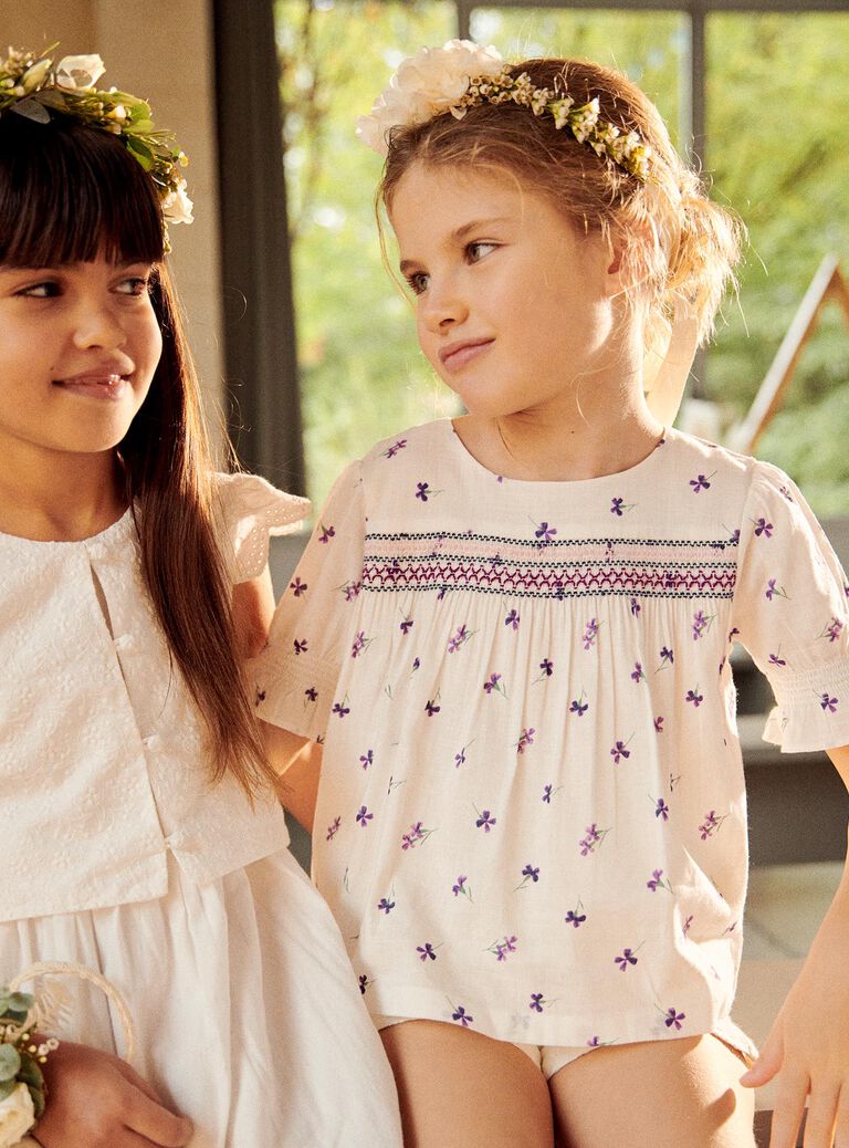 Blouse écrue à fleurs