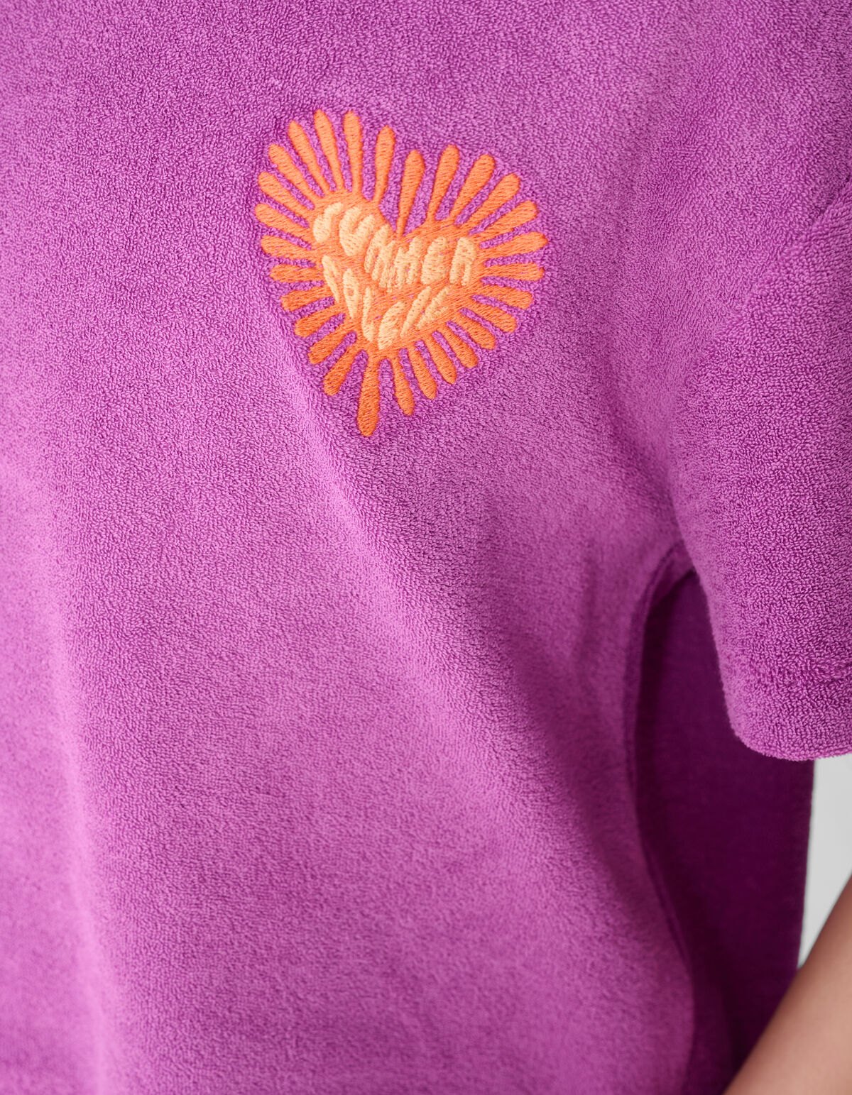 Towelling Heart Top Paars