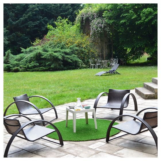 Tapis rond d'extérieur - vitalité - gazon synthétique vert - ø 120 cm