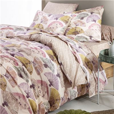 Linge de lit polycoton motif éventails