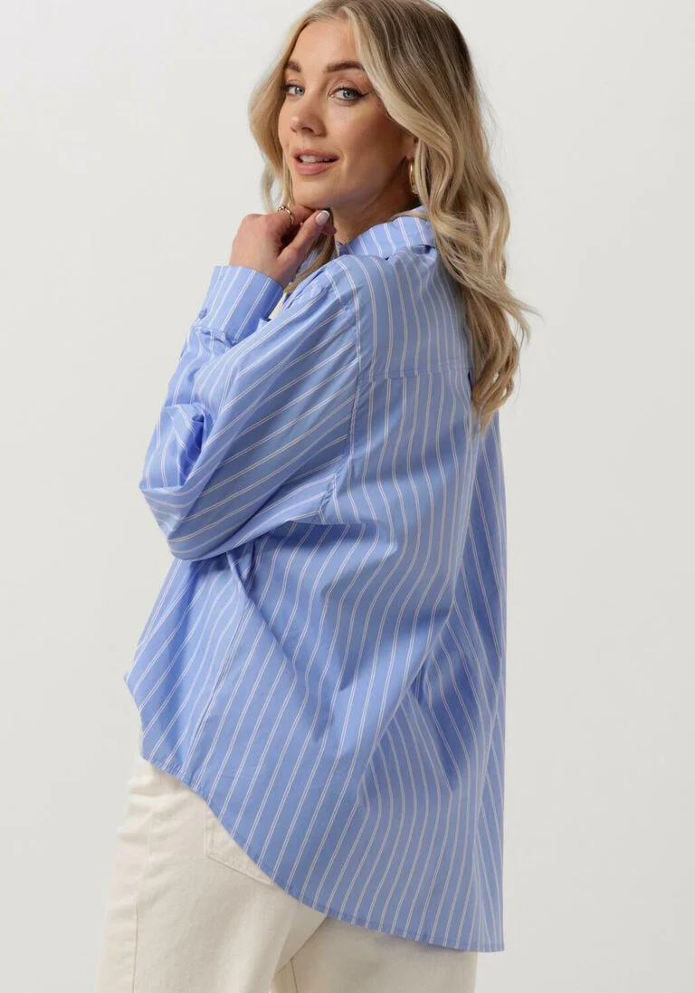 NEO NOIR blauw/wit gestreepte neo noir blouse dalma double stripe shirt