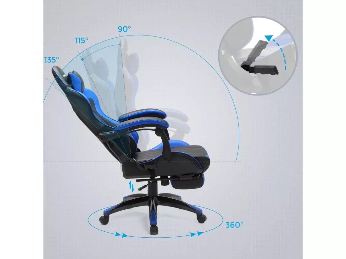 Fauteuil gamer chaise gaming bleue 66 x 73 x 123.5 cm 12_0001424