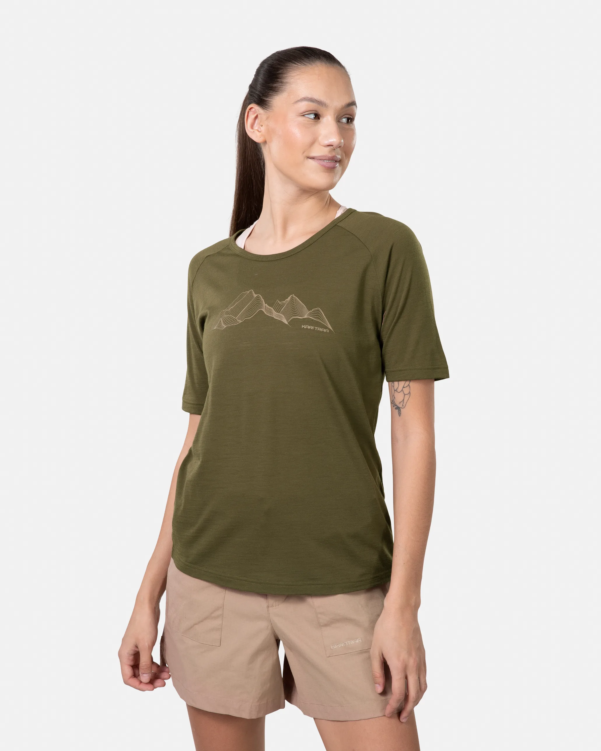 Kari Traa Women's Ane Short Sleeve Dark Olive Green