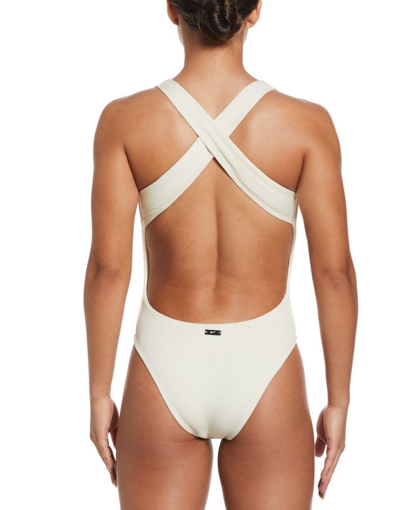 Maillot de bain 1 pièce Nike Crossback Beige Crème pour femme