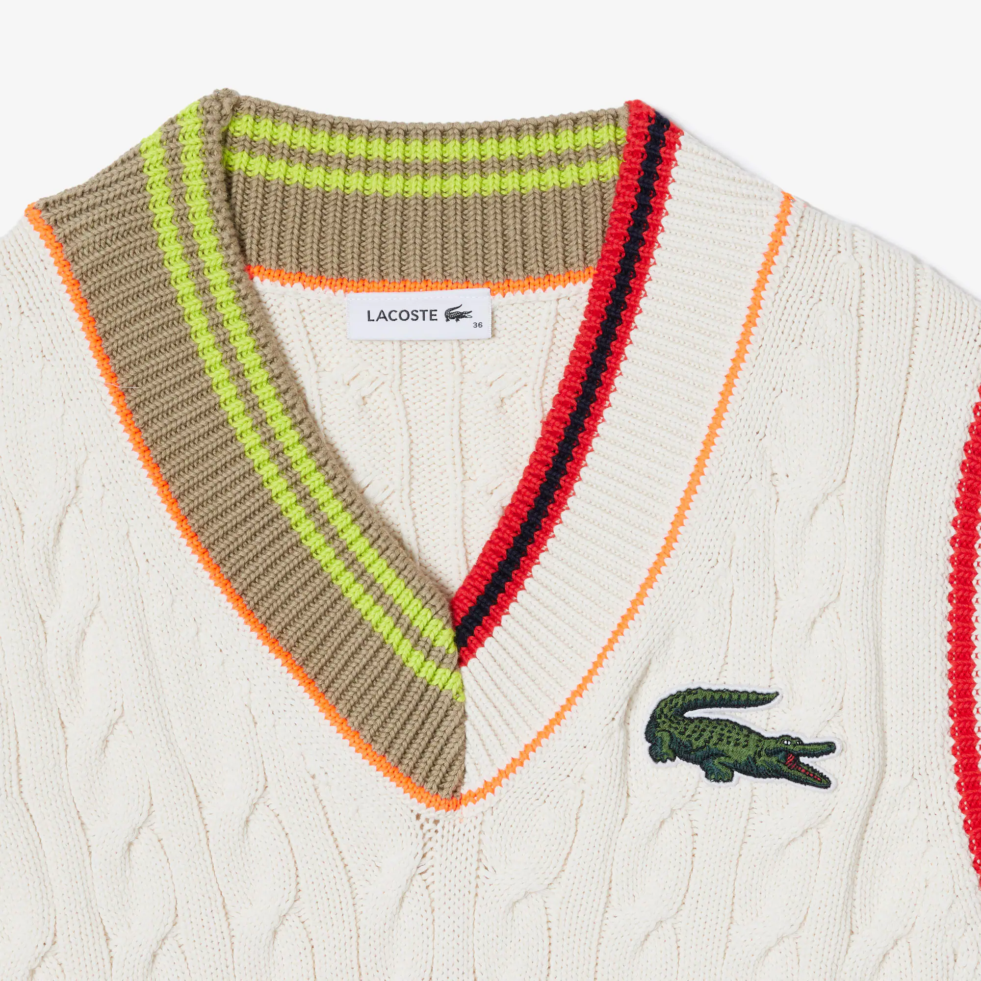 Damen Pullover-Weste LACOSTE mit Zopfmuster Pullover - Weiss - Lacoste - Damen