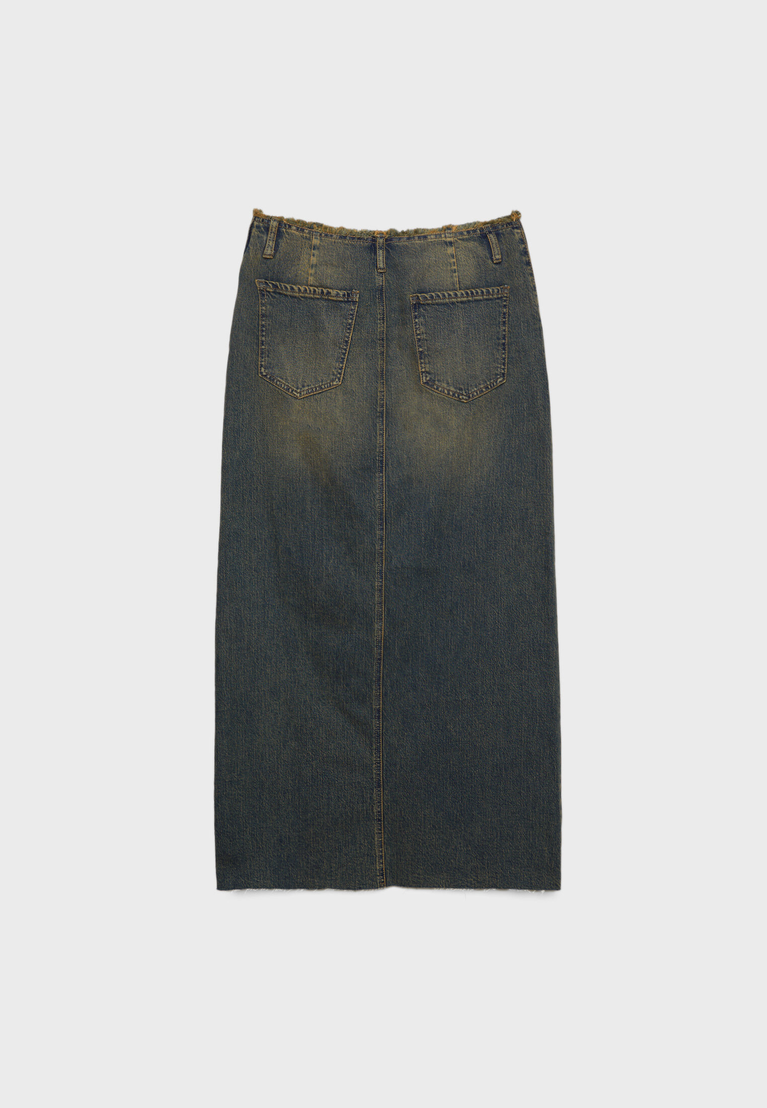 Saia jeans longa de cintura baixa