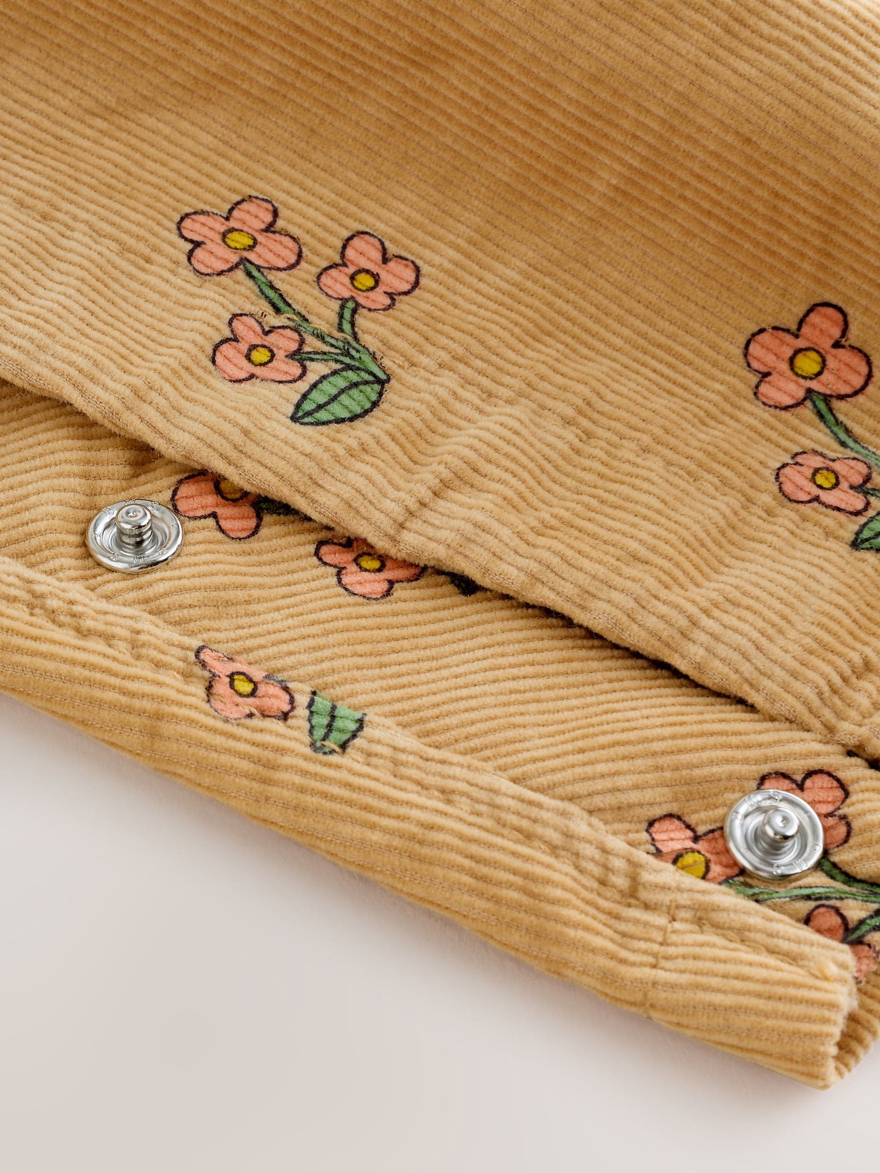 Okergeel - Set van corduroy tuinbroek met bloemenprint en T-shirt (3mnd -7jr)