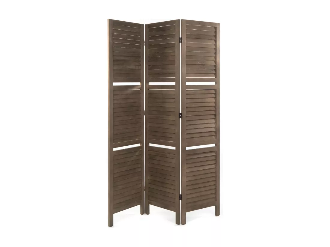 PARAVENT Cottage II 3-pièces Bois, avec 2 étagères braun