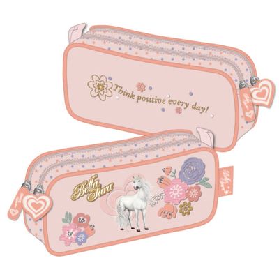 Trousse rectangulaire Bella Sara Romantic - 2 compartiments - rose poudré - Kid'Abord
