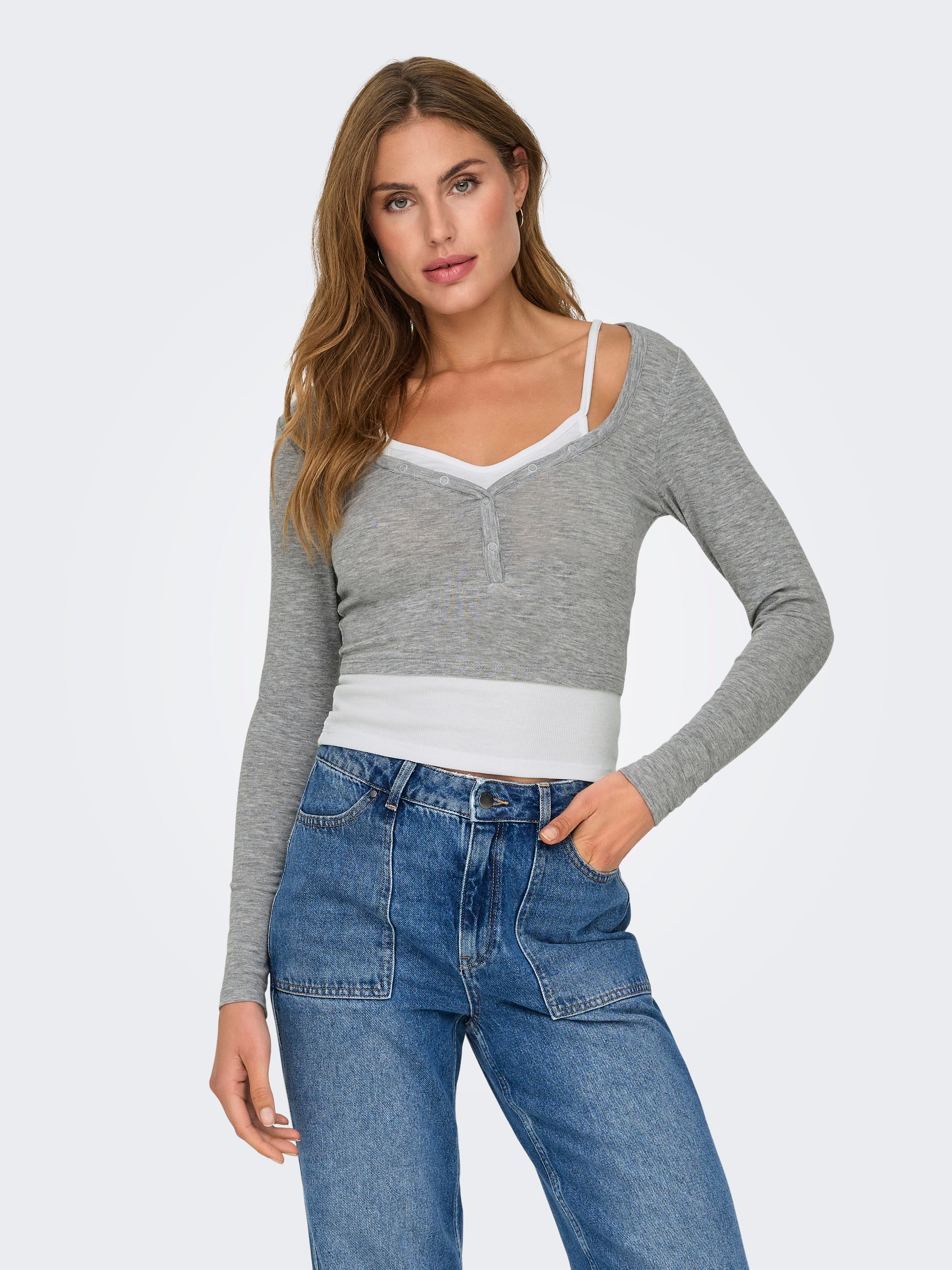 ONLELVA Top Light Grey Melange