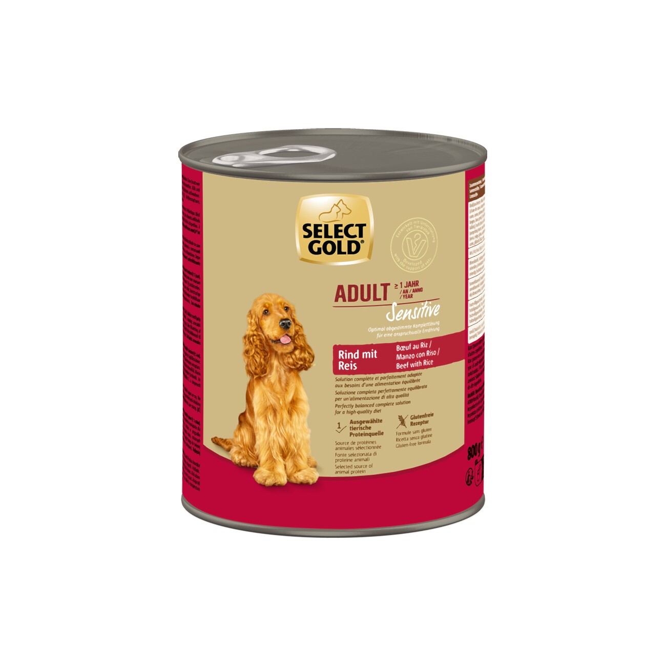 SELECT GOLD Sensitive Nassfutter Adult Rind mit Reis 6x800 g