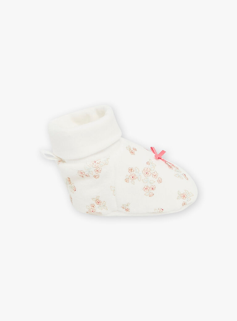 Chaussons de naissance écrus en velours