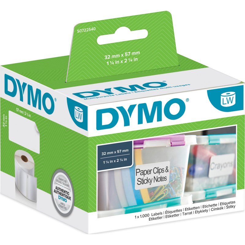 Pack 6 rouleaux d'étiquettes 57 x 32 mm Dymo - Rouleaux de 1000 étiquettes