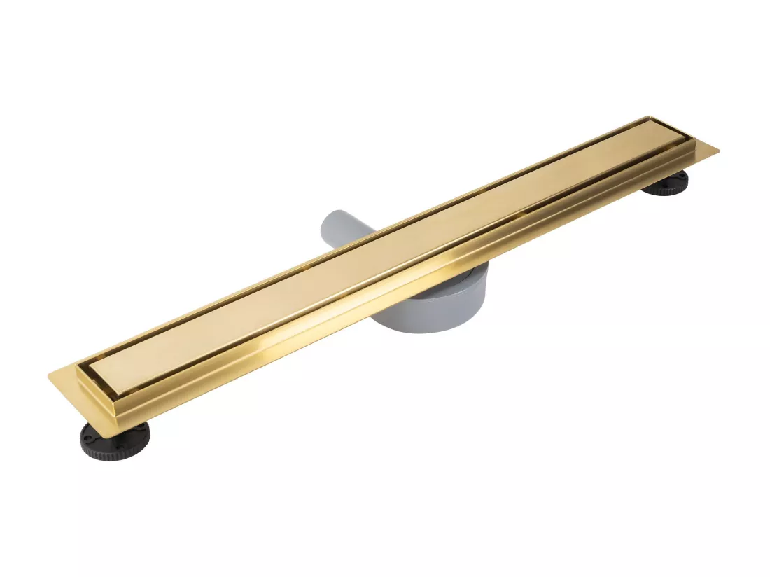 Drain linéaire REA Neox Pro 600 Brush Gold en acier inoxydable de qualité supérieure pour une salle de bain élégante et facile à nettoyer