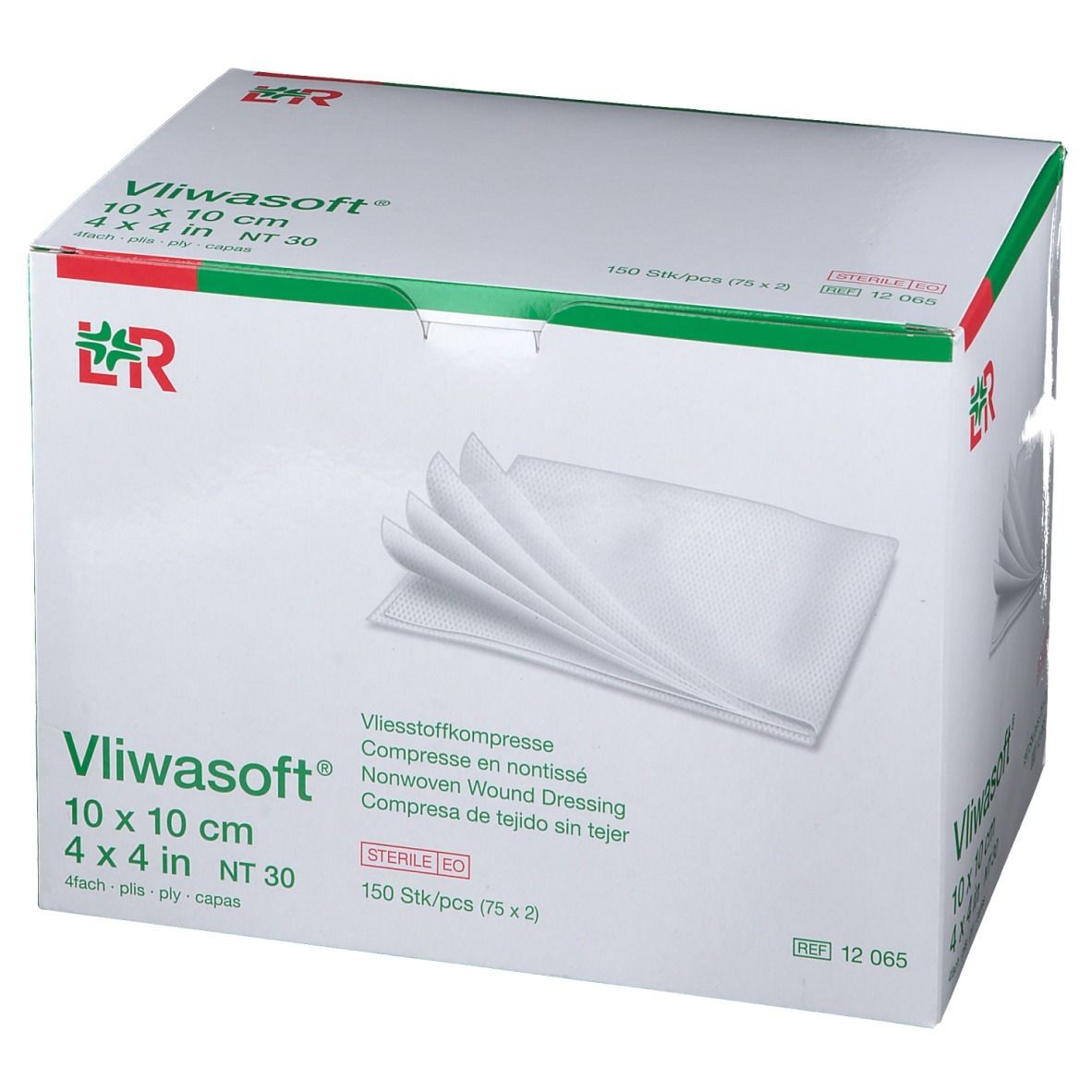 Vliwasoft® Vliesstoffkompresse 10 cm x 10 cm 4lagig steril