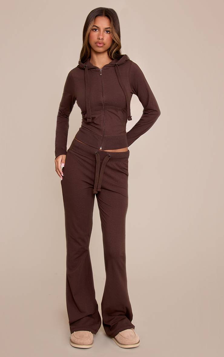 Chocolat Pantalon Évasé Skinny Taille Basse Petite
