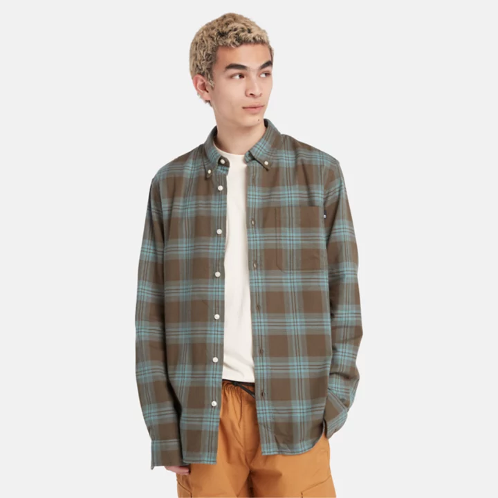 Camisa xadrez masculina verde/azul