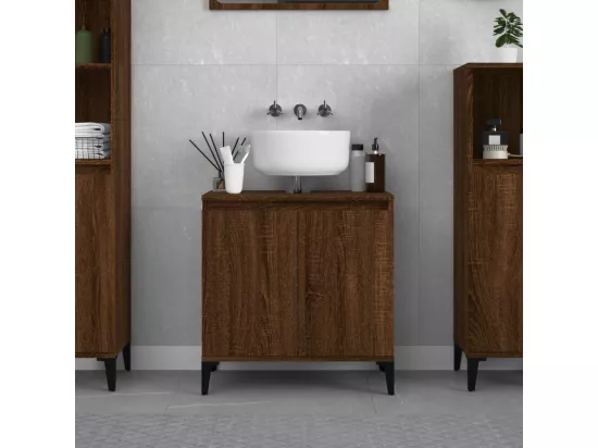 Meuble d'évier chêne marron 58x33x60 cm bois d'ingénierie