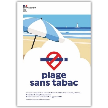 Panneau Signalétique - Espace sans tabac - Plage