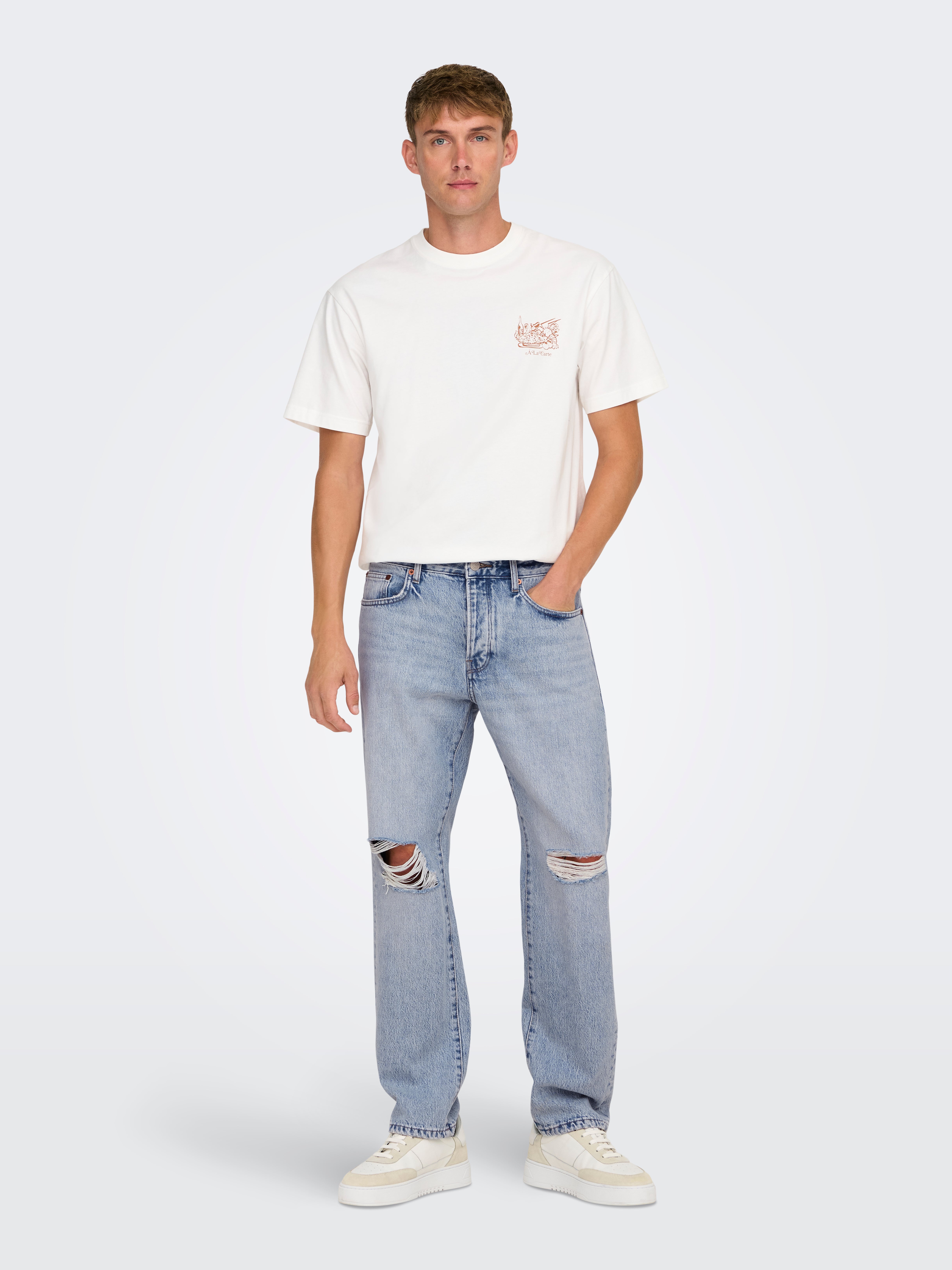 ONSEDGE Mittlere Taille Gerade geschnitten Jeans Light Blue Denim