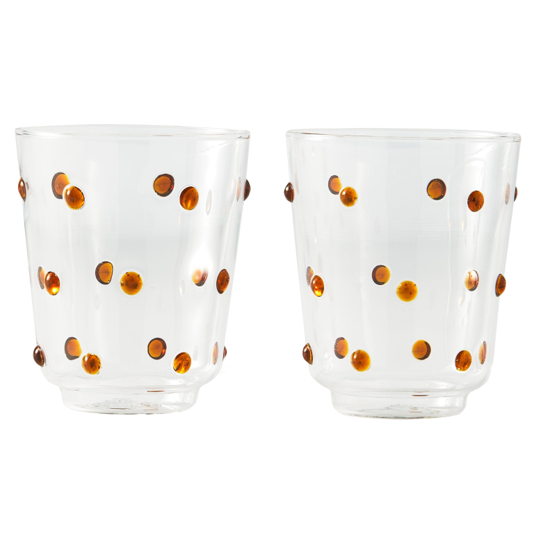 POLSPOTTEN Nob glas set van 2 amber