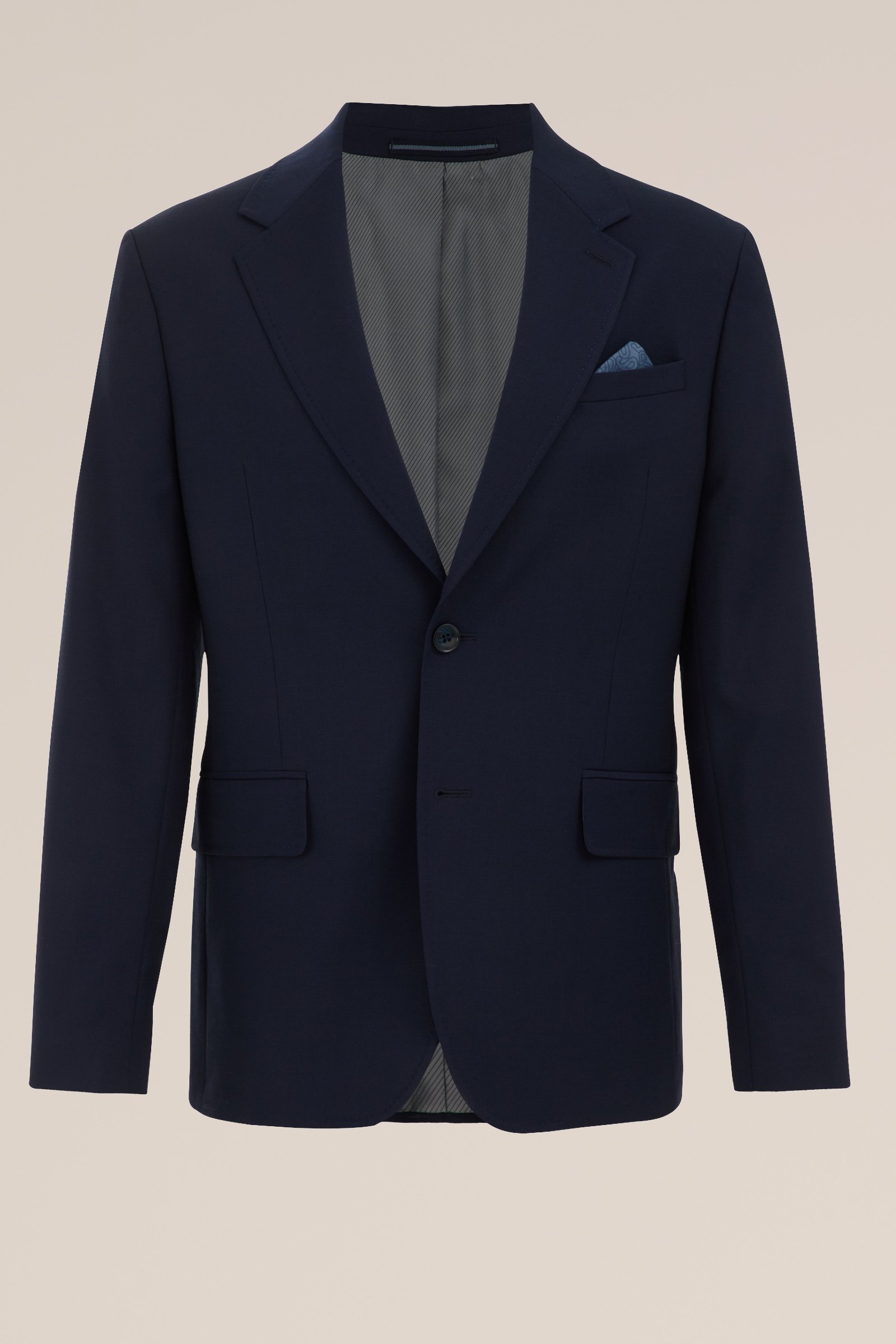 premium slim fit blazer van wolmix WE Fashion Donkerblauw