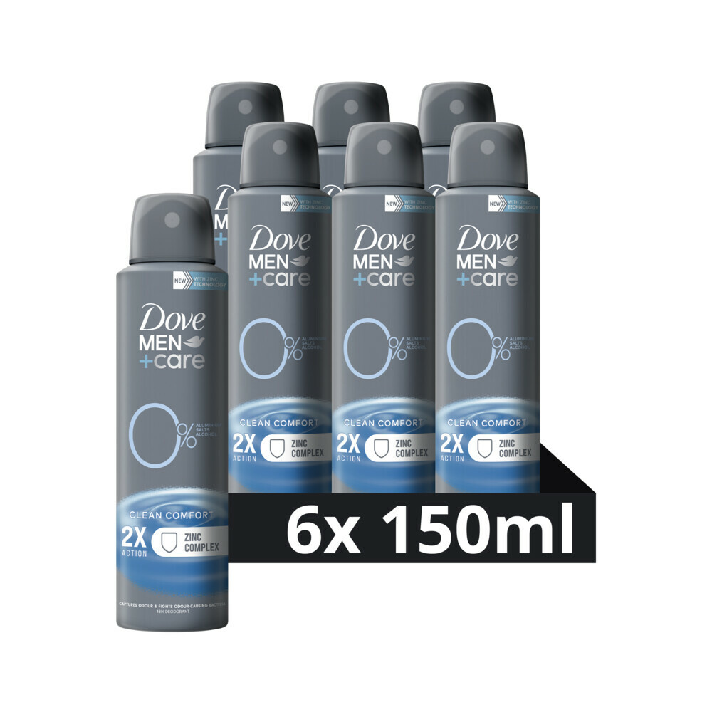6x Dove Deodorant Men+ Care 0% Clean Comfort150 ml