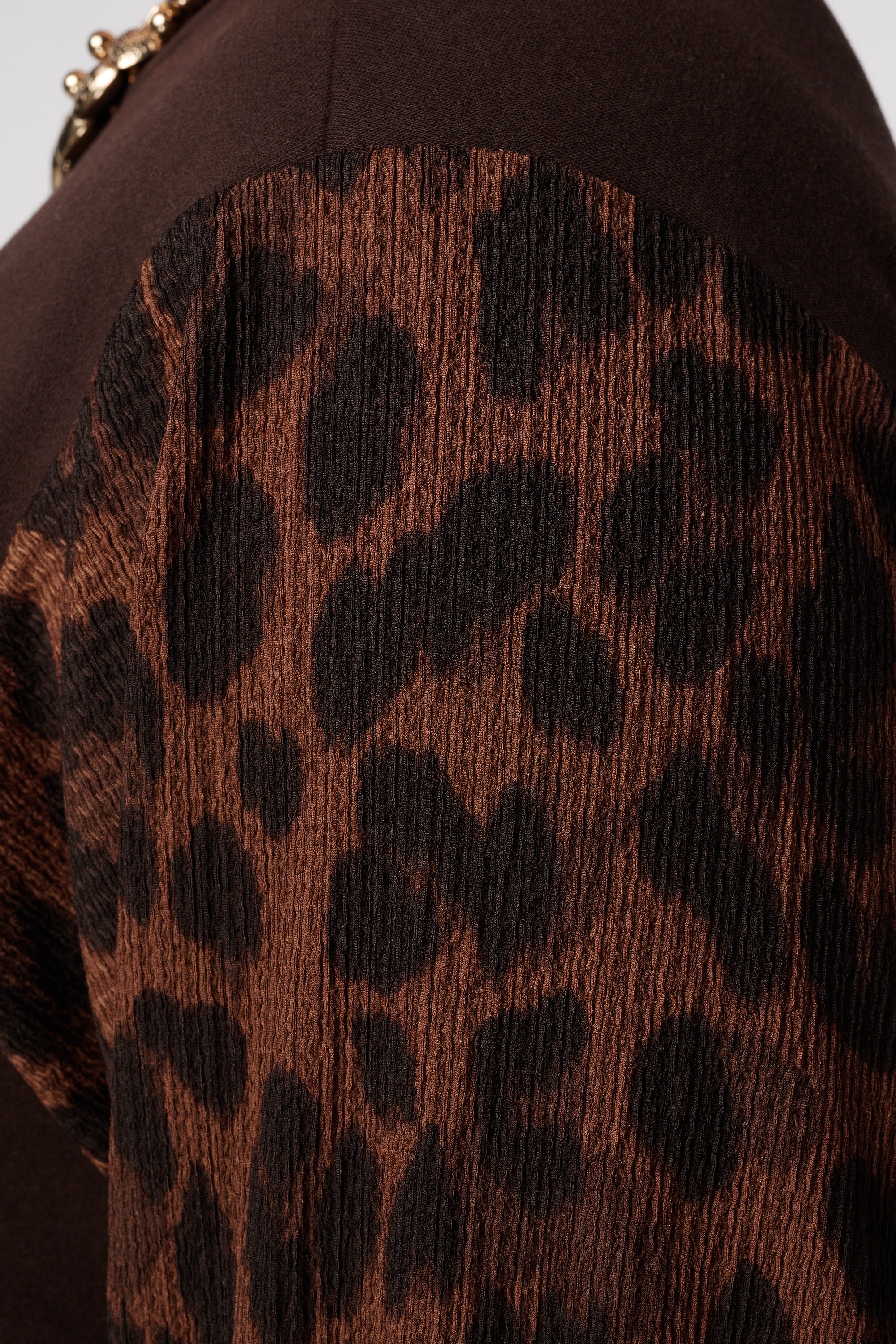 Sweater met ballonmouwen met opdruk Donker bruin