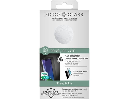 FORCEGLASS - Film protection Verre trempé Privé pour iPhone 14 Pro