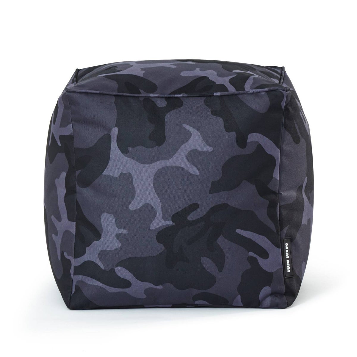 Green Bean Zitzak Kruk 40x40x40cm met EPS-korrelvulling - Voetenbank Voetkussen Zitpoef voor Zitzakken - Vloerkussen voor Kinderen en Volwassenen - Voetensteun Zitkussen Kruk Camouflage Zwart