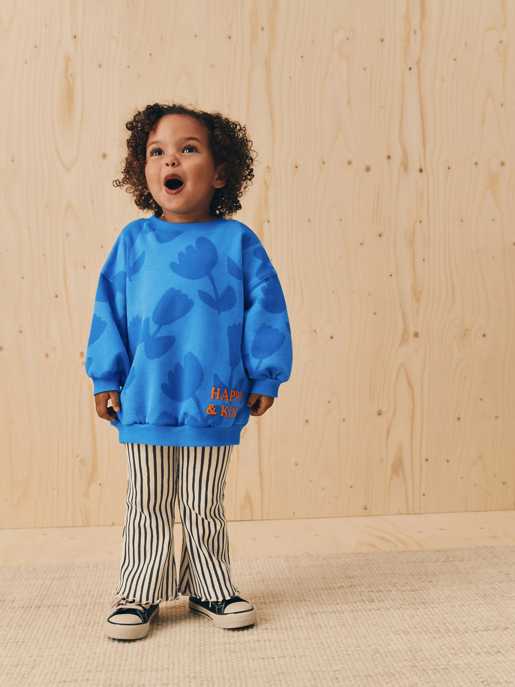 Blauw met bloemen - Set van sweatshirt en uitlopende legging (3mnd -7jr)
