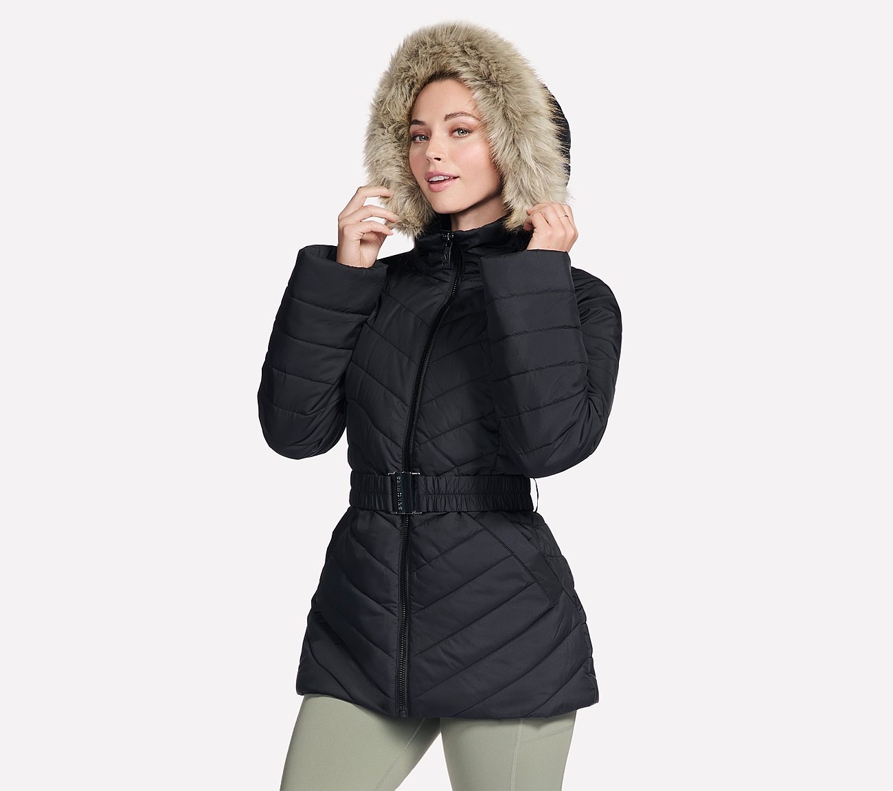 Skechers Winterjacke »ON-THE-GO BELTED PARKA« mit Kapuze