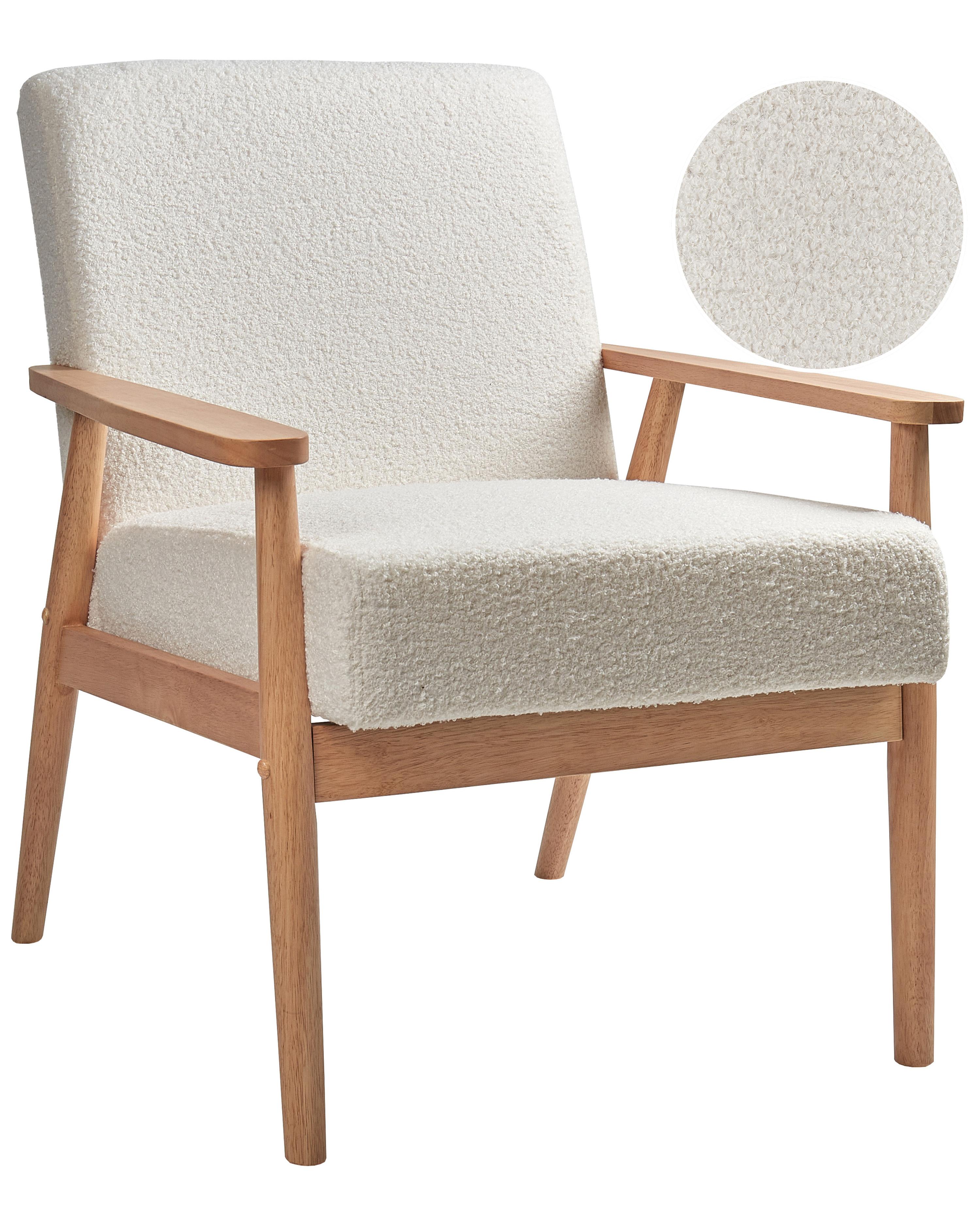 Fauteuil ESRUM Bouclé Lichtbruin/wit