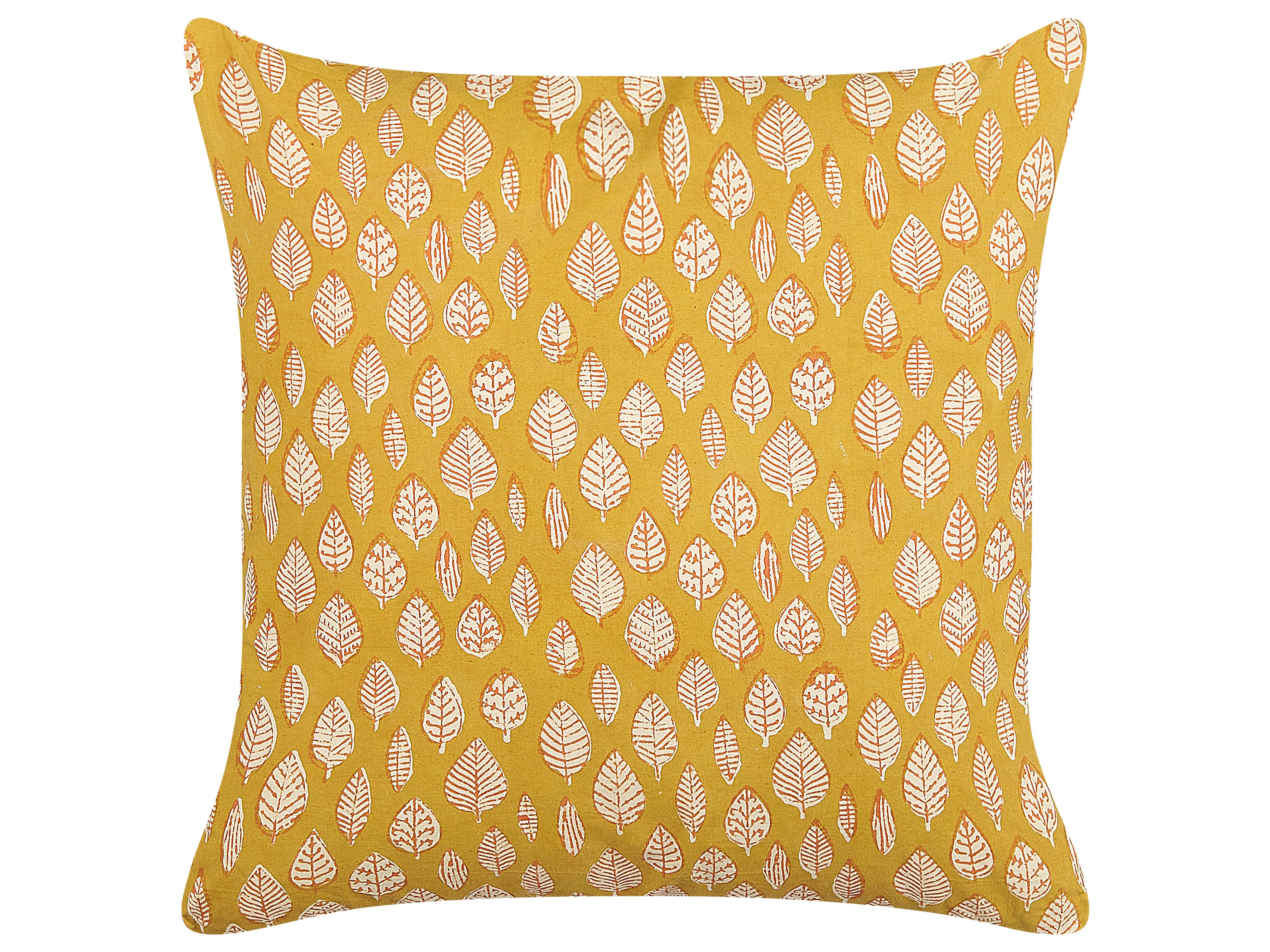 Set van 2 sierkussens GINNALA Katoen 45 x 45 cm Geel bladpatroon