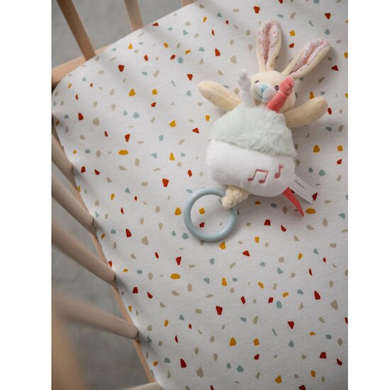 Lot de 2 draps housses   Terrazo / Beige        70 x 140 cm   de               Petit à petit