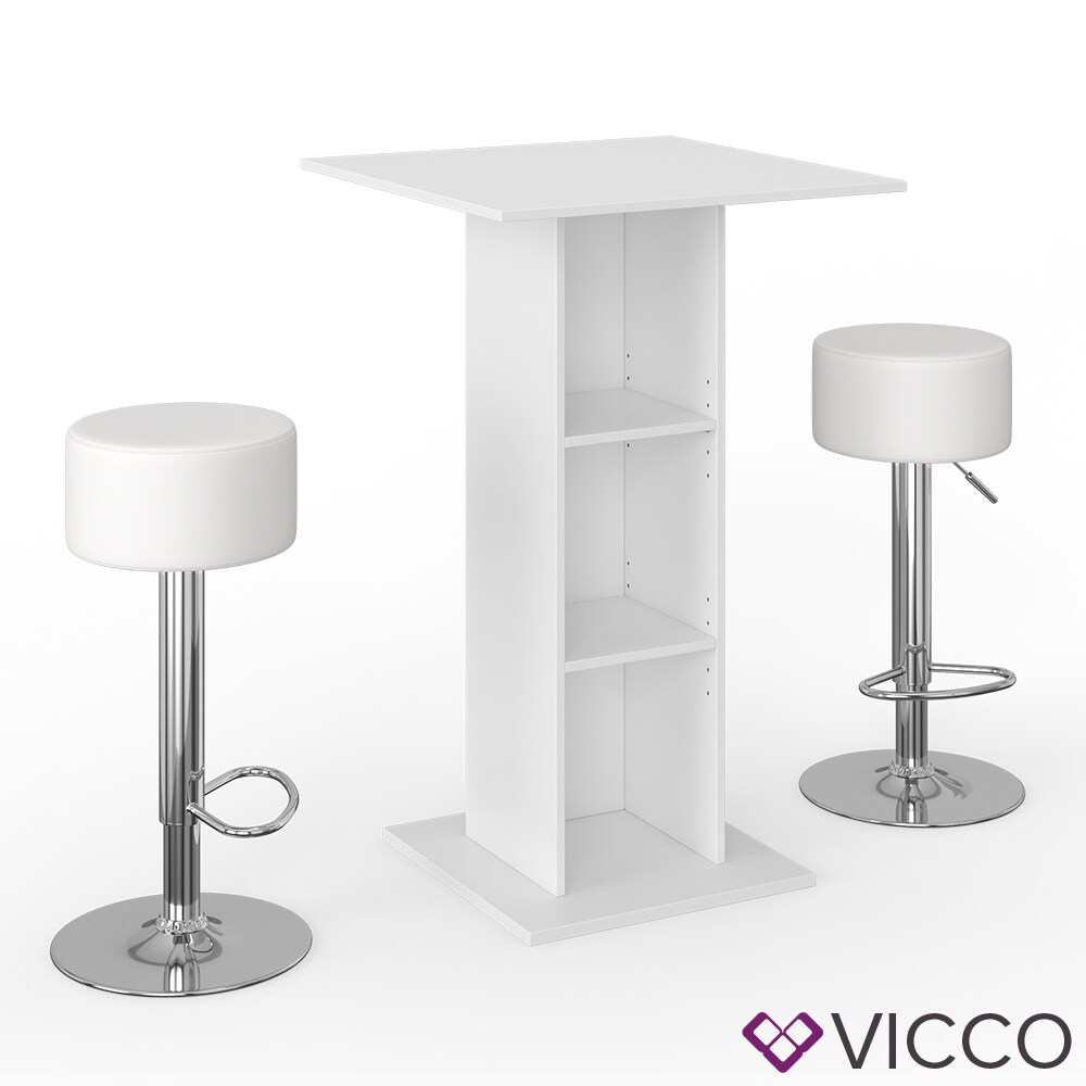 VICCO Bartisch Bar Weiß Beton Bartresen Stehtisch Tresentisch Bistrotisch Küche inkl. Barhocker