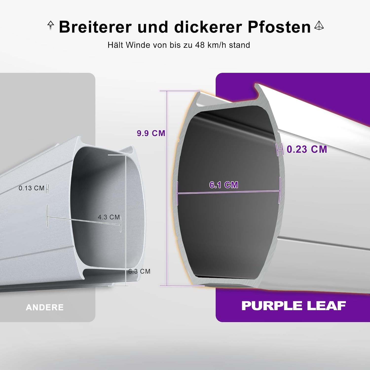 PURPLE LEAF Ampelschirm Sonnenschirm 330 cm mit Ständer Marktschirm Groß Drehbar 360° Rotation, Gartenschirm mit Kurbel XXL Sonnenschutz UV50+, Grau