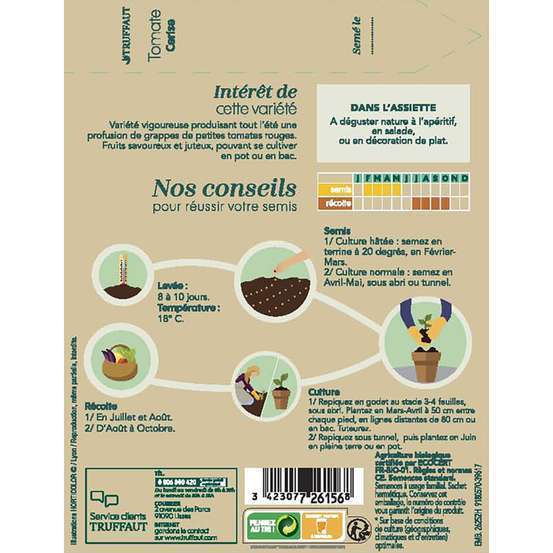 Graines de tomate cerise Bio en sachet