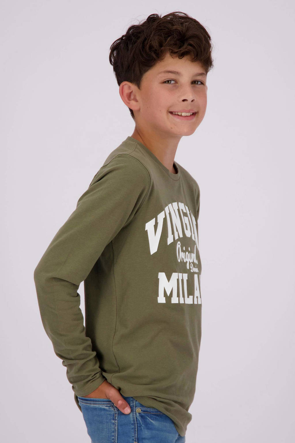 Vingino longsleeve met logo army groen