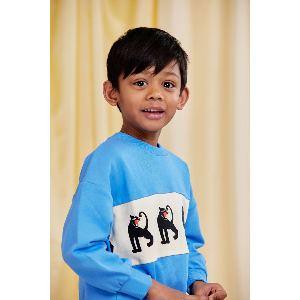 Køb Mini Rodini Blue Panther Panel Sweatshirt