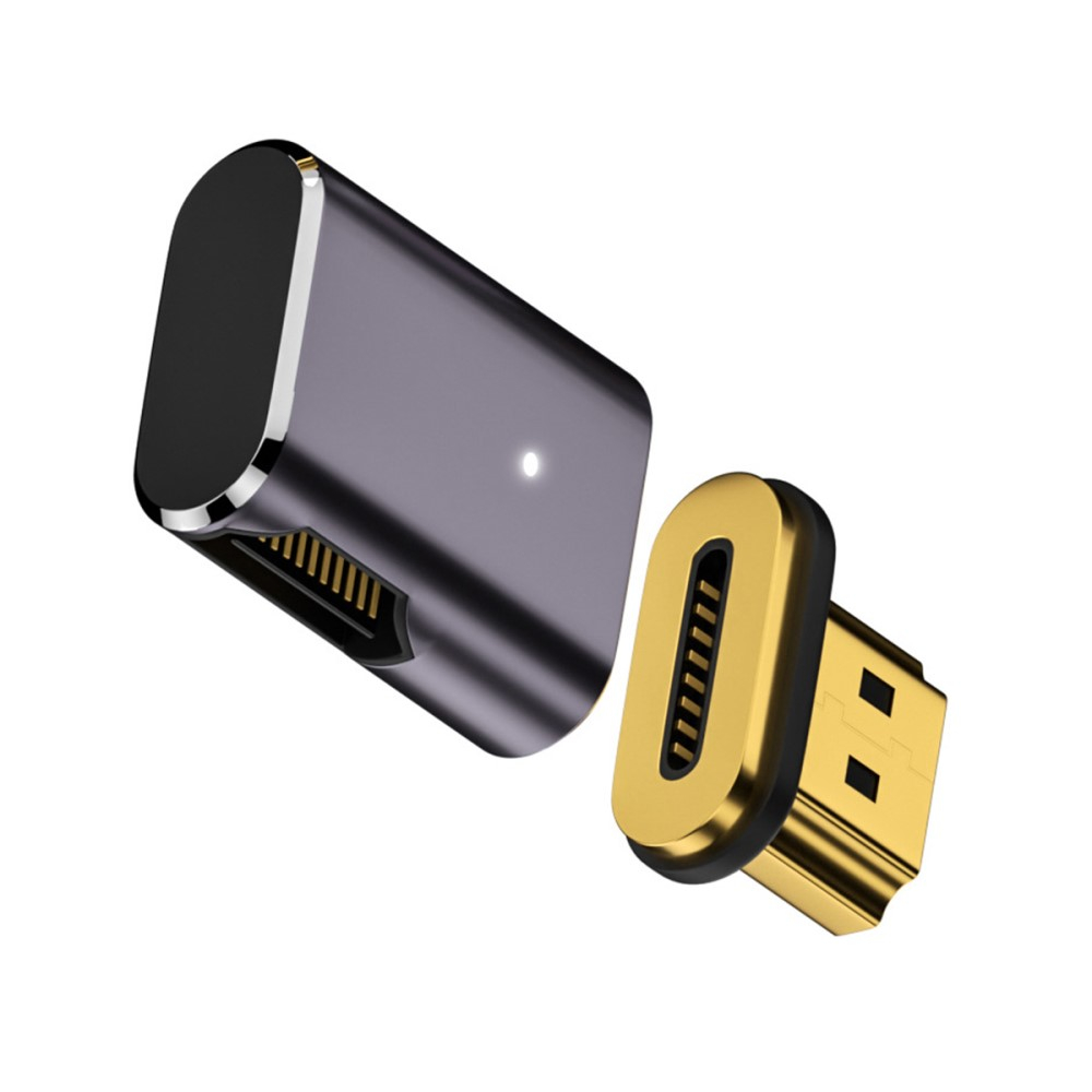 HDMI auf HDMI 2.1 Adapter Magnetisch mit vergoldetem Stecker 8K@60Hz (Winkel Links) - Grau