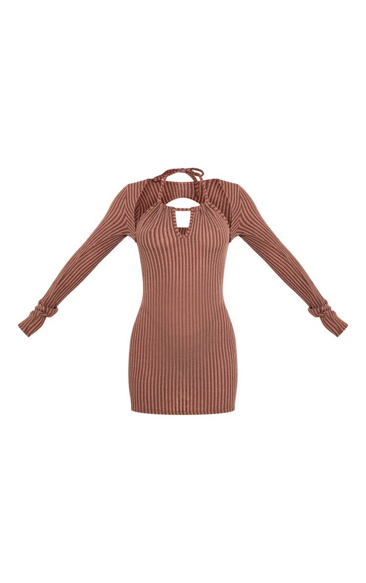 Robe Courte Texturée À Col Licou Et Découpes